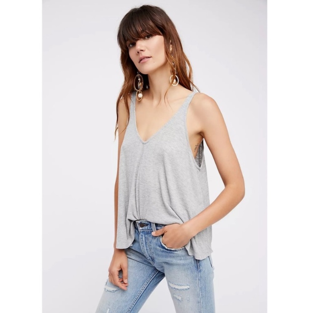 Free People | Grey Double V-Neck Tank